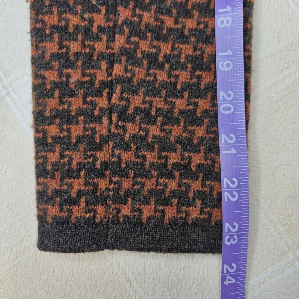 David Brooks Vintage Pumpkin Brown Houndstooth Lambswool Knit Sweater Blazer - Picture 13 of 15